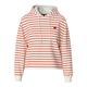 Kapuzensweatshirt PIECES "PCCHILLI LS HOODIE STRIPES EMB NOOS BC", Damen, Gr. XL (42), weiß (cloud dancer stripes:tangerine tango, heart emb), Sweatware, Obermaterial: 50% Baumwolle, 50% Polyester, gestreift, modisch, regular fit normal, Rundhals,...