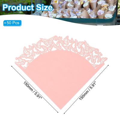 50 Pcs Wedding Confetti Cones Paper Tapers Hollow Print Cone Butterfly