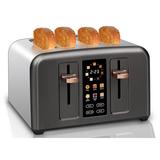 UZOPAL 4-Slice Toaster w/ Touch Control, LCD Display, 6 Bread Types, 7 Shade Settings gray/black in Dark Metallic | 3 | Wayfair 010216