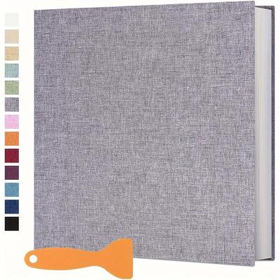 TEMU 1pc Large Photo Album Self Adhesive Photo Album Bookshelf Albums With 1pc Scraper, 20 Sheets/40 Pages, Solid Color Simple Large Capacity Photo Card Case For Anniversary Wedding Photo Storage Image