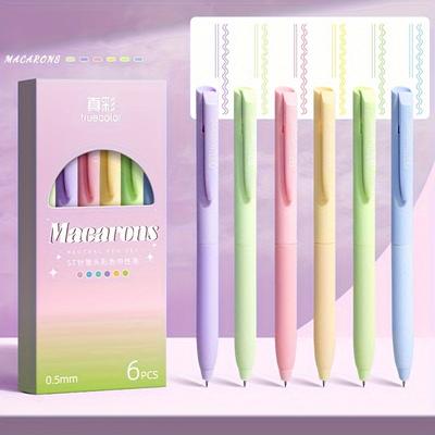 TEMU 6-pack Morandi Gel Pens Set, 0.5mm Retro-colored Signing Pens, Ballpoint Pens For School And Office, Assorted Colors, Fine Writing Tools Image
