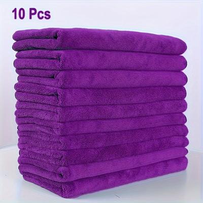 TEMU Liuzixuan 10-pack Microfiber Towels For Car Washing - Super Soft, , Quick-drying, Lightweight, Absorbent Polyester & Polyamide , Ideal For Auto Detailing Image