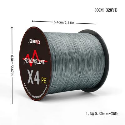 TEMU Jeshupey 300m/500m Braided Pe Fishing Line, 4-strand Smooth High Strength Lure Line, Durable Wear-resistant, 12lb-80lb, For Freshwater And Saltwater , 1 Spool Image