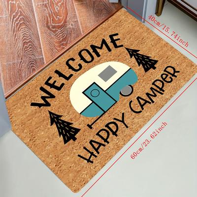 TEMU -1pc Fun Welcome Mat Doormat Welcome Doormat For Campers Household Easy To Clean Doormatfor Outdoor Indoor Entrance Decor Polyester Mat Mat 1 Thick, Weighs 800 Grams Per Square Gram Image