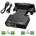 Convertitore adattatore da VGA compatibile HDMI Full HD 1080P Adattatore da VGA a HDMI per PC portatile a proiettore HDTV Convertitore audio video