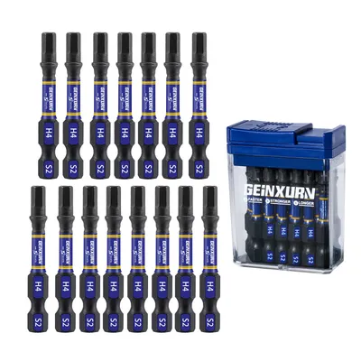Geinxurn 15 Pcs Impact Hex Screwdriver Bits Set, S2 Steel Multi Driver Bits with Storage Colorful Box(Blue,Red,Pink)