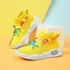 High Top Yellow Knit Sneakers Child Fashion Platform Casual Sneakers Kids Outdoor Lightweight Breathable Children's Sports Shoes