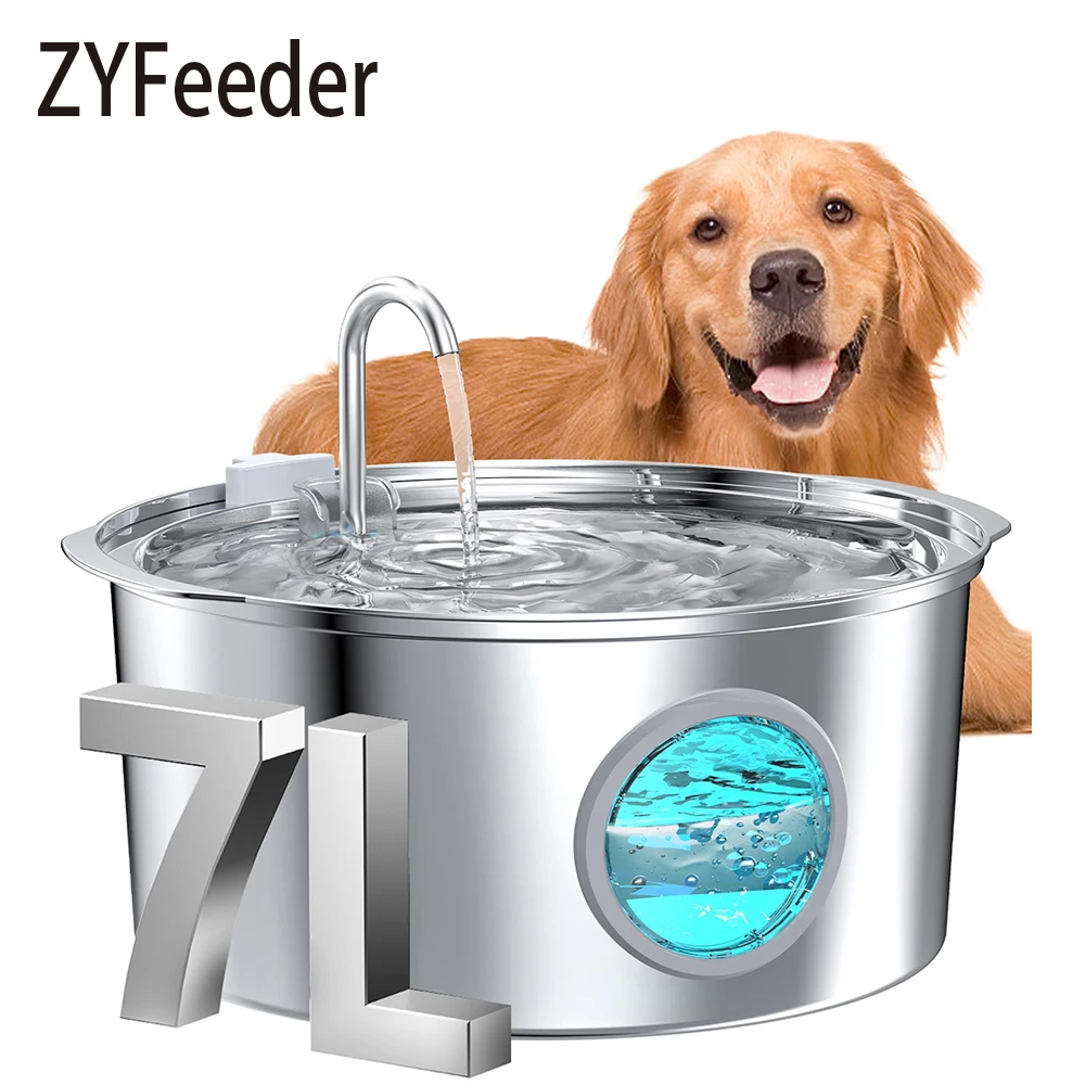 7L Große Kapazität Edelstahl Katze Wasser Brunnen Hund Haustier Automatische Trinken Brunnen Feeder Schüssel Fenster Leise (Kein 5V 1A Stecker) Image