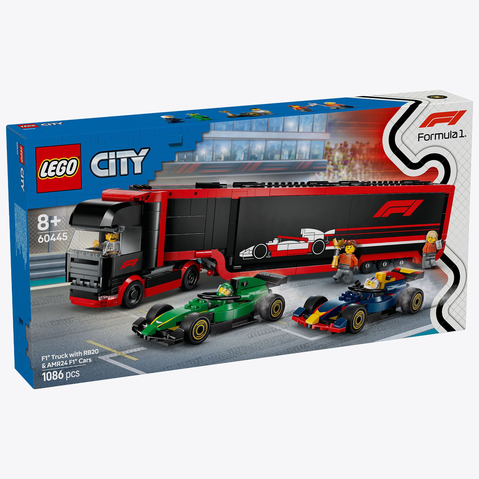 F1® LEGO® Truck mit RB20 & AMR24 F1® Autos