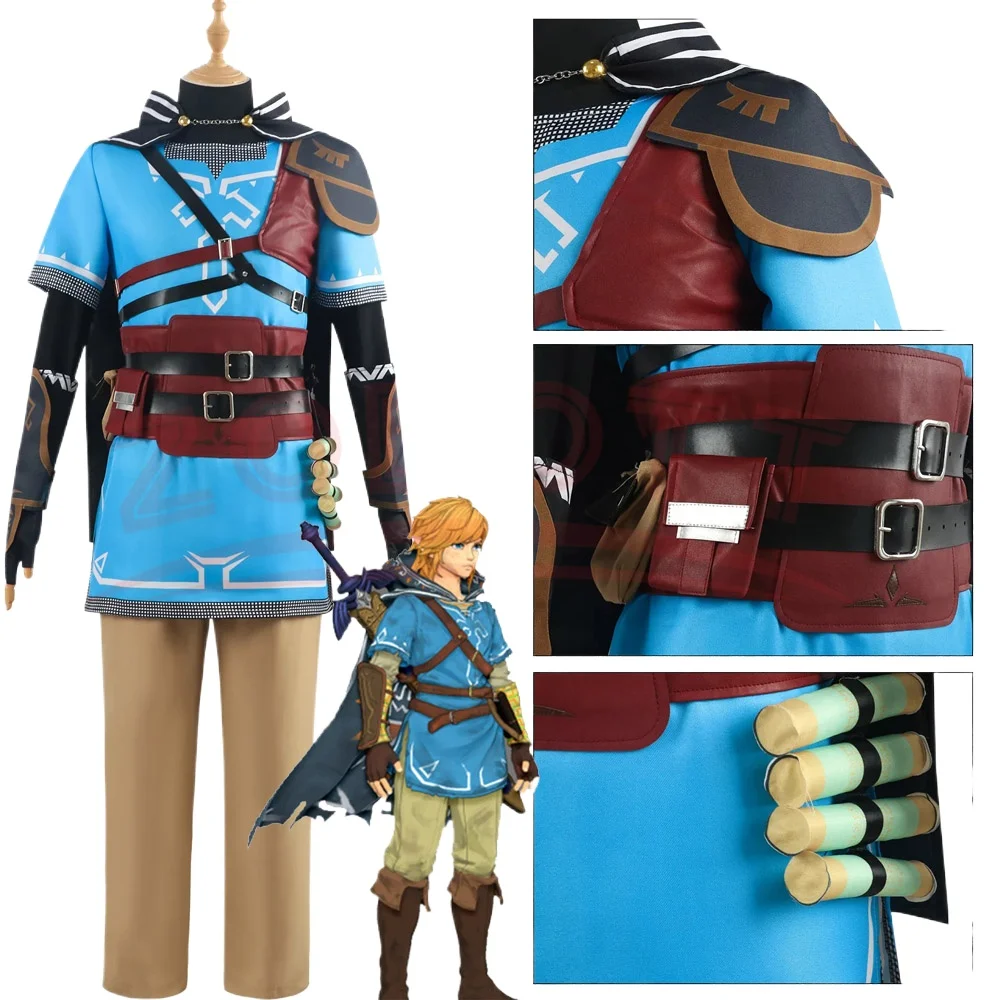 Spiel Zelda Cosplay Breath of the Wild Link Cosplay Kostüm Hemd Umhang Zubehör Sets Erwachsene Kinder Outfit Für Karneval Party Image