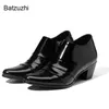 Batzuzhi 6CM High Heels Ankle Schuhe Männer Spitz Zip Schwarz Leder Schuhe für Männer Party/Hochzeit/business, größen 37-44