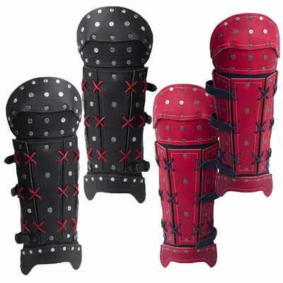 Mittelalterliche Samurai PU Leder Beinrüstung Gamaschen Wikinger Pirat Schuh Stiefelüberzug Image