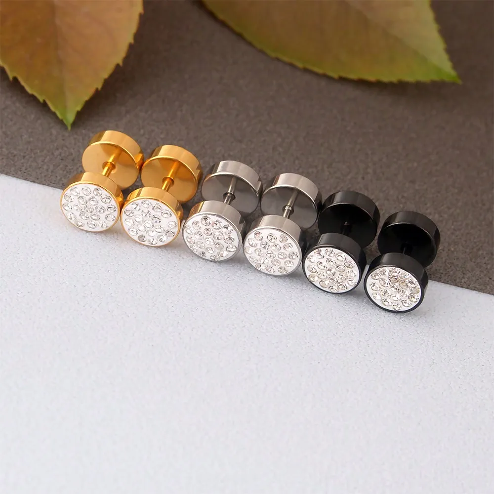 1 Paar modische Herren-Ohrstecker aus Edelstahl mit Zirkonia-Intarsien Image