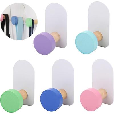 Ahlsen - 5er-Pack bunte Wandhaken, selbstklebende Wandhaken ohne Bohren für Badezimmer, Image