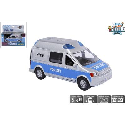 Kids Globe - Polizeiauto Die Cast mit Licht & Sound, Rückzugmotor, Polizeibus