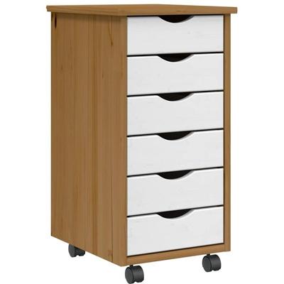 vidaXL Rollschrank mit Schubladen MOSS Honigbraun Massivholz Kiefer Image