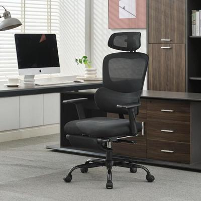 Ergonomischer Bürostuhl mit Fußstütze, Schreibtischstuhl mit Verstellbarer Kopfstütze, Armlehnen, Image