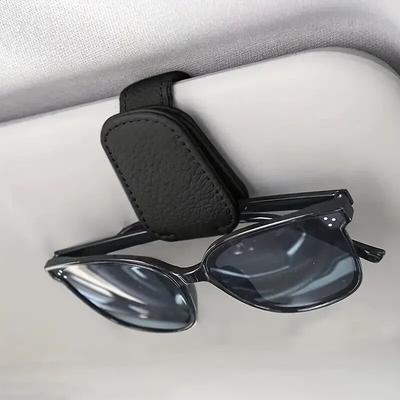 Auto-Sonnenblende-Sonnenbrillenhalter, Leder, magnetischer Brillenhalter mit Kartenclip, Image