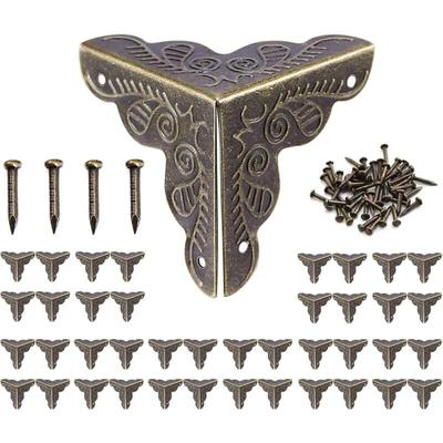 Ugreat - Möbelscharniere, Aktion, 40 Stück Vintage-Ecken, antike Möbelecken aus Metall, Schutzecken Image