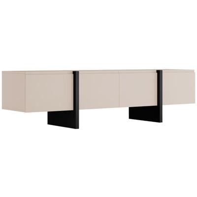 TV-Möbel mit 4 Türen - mdf - Beige & Schwarz - luvonia Image