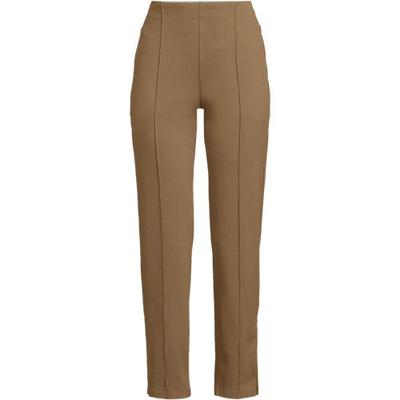 Starfish Stretch Jersey Pencil Leg Ankle Trousers, Women, size: 10-12, petite, Brown, Spandex/Cotton-blend, by Lands' End
