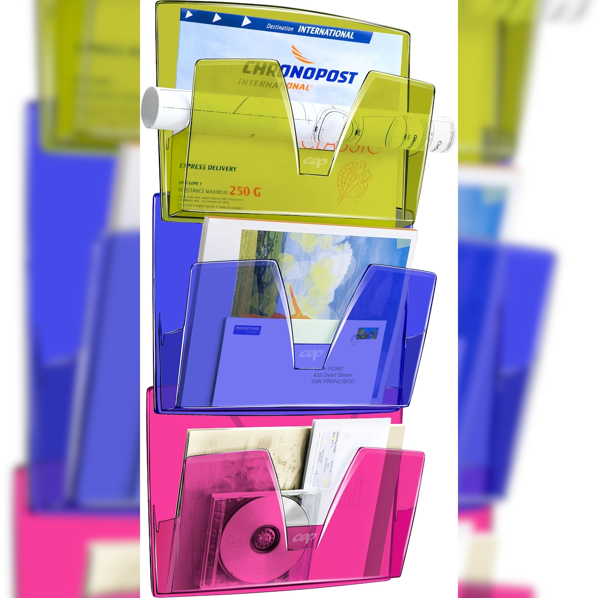 CEP Wandprospekthalter-Set Happy mit 3 Fächern mehrfarbig Image