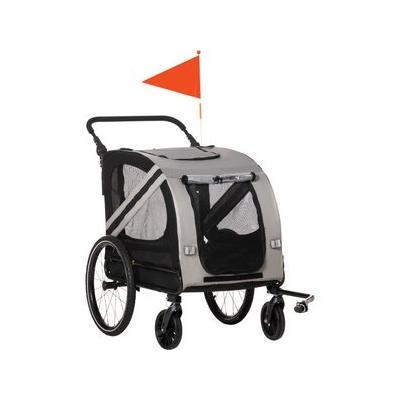 Aosom 2-in-1 Small Dog Bike Trailer & Stroller, Grey