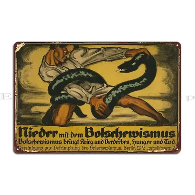 Down With Bolschevismus Deutscher Propaganda 1919 Pzandrews Metallplakette Poster Wanddekoration Image