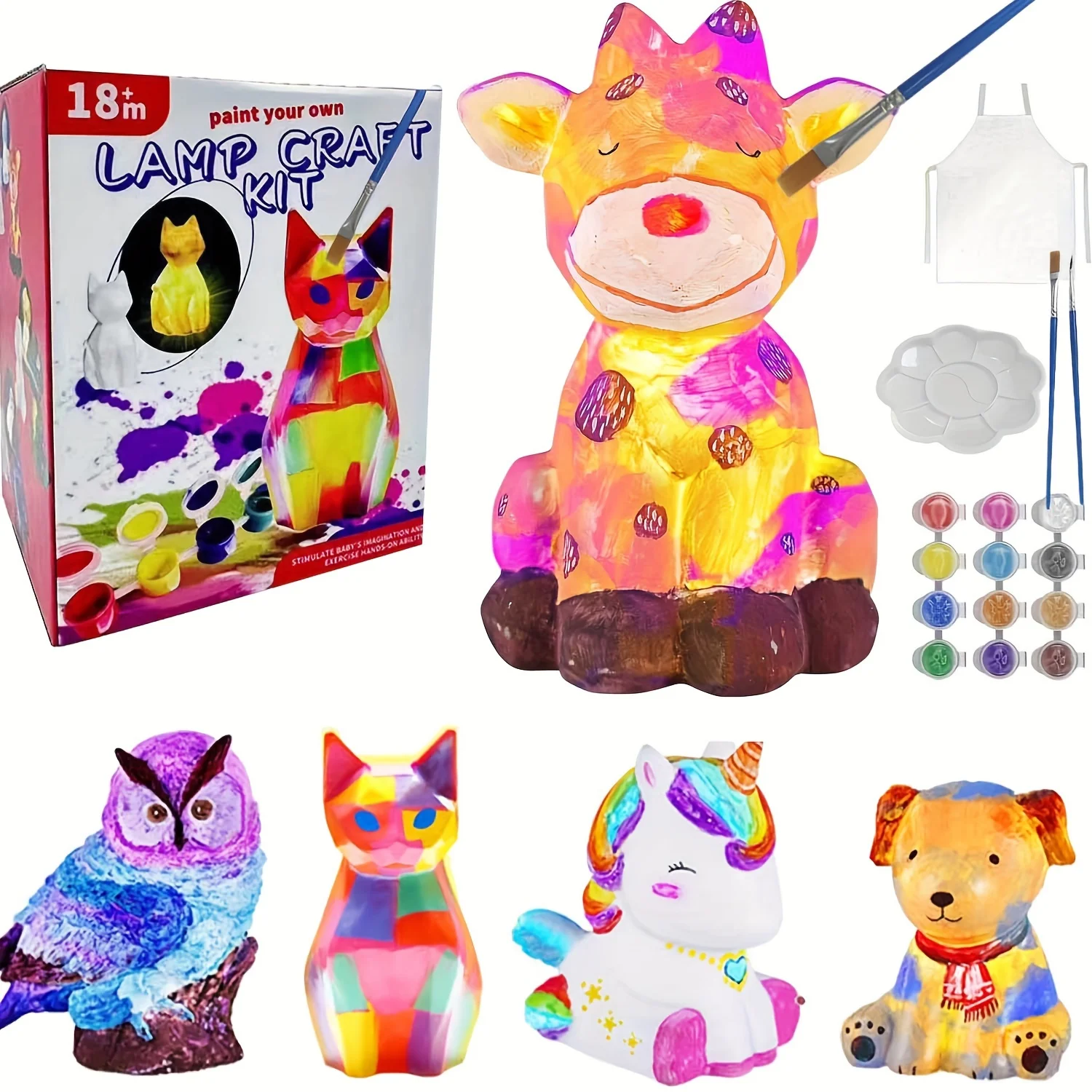 Malen Sie Ihr eigenes Einhorn-Lampen-Kunstset, DIY-Nachtlicht, Kunst und Handwerk, Malset für Kinder im Alter von 8–12 Jahren, Künstlerbedarf, Geburtstagsteil Image