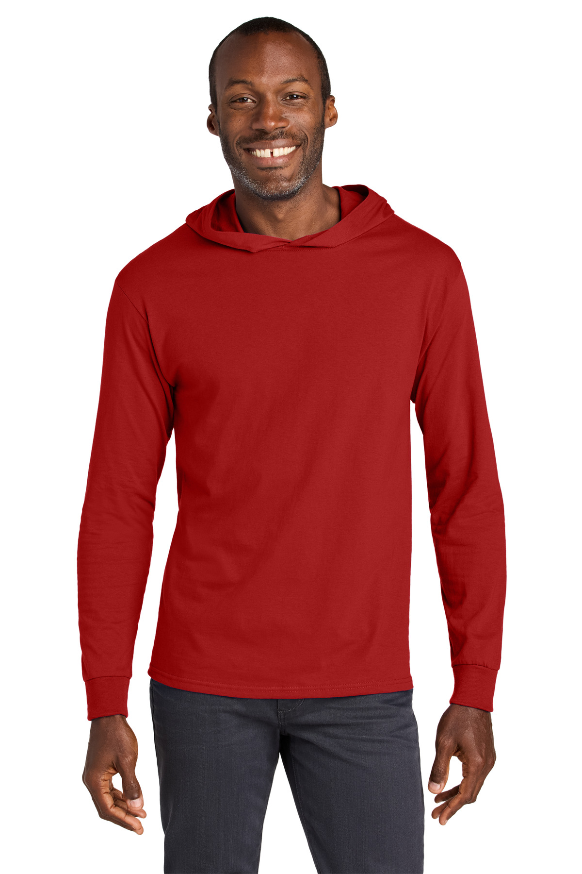 Jerzees 363LH Classics Cotton Long Sleeve Hooded T-Shirt in True Red size XL