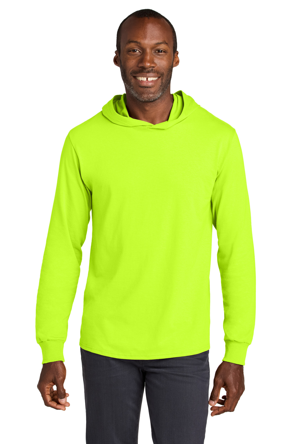 Jerzees 363LH Classics Cotton Long Sleeve Hooded T-Shirt in Safety Green size 2XL