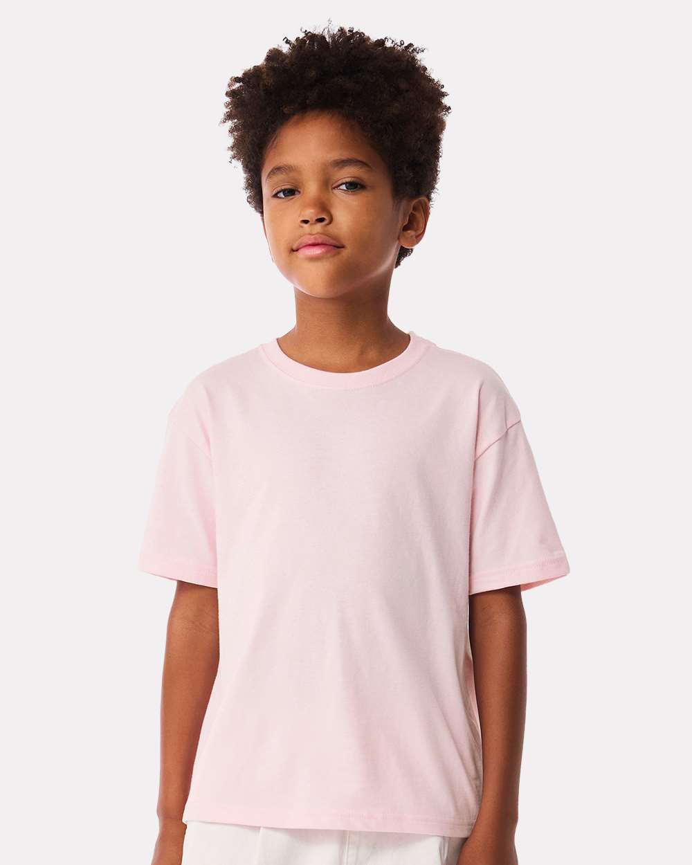 Bella + Canvas 3010Y Youth 6-Ounce Heavyweight Top in Soft Pink size Large | airlume combed ringspun cotton