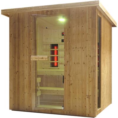 Sauna SANOTECHNIK "»LAHTI« Außensauna mit Infrarotkabine", braun (holz), Saunaofen, 6 kW, Saunen, geeignet für 6 Personen, Fichetnholz