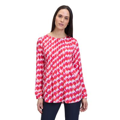 Schlupfbluse BETTY BARCLAY "Betty Barclay Damen Schlupfbluse mit Plissee", Damen, Gr. 40, rot (rot, weiß), Obermaterial: 100% Polyester., casual, figurumspielend normal, Rundhals, Langarm, Blusen Image