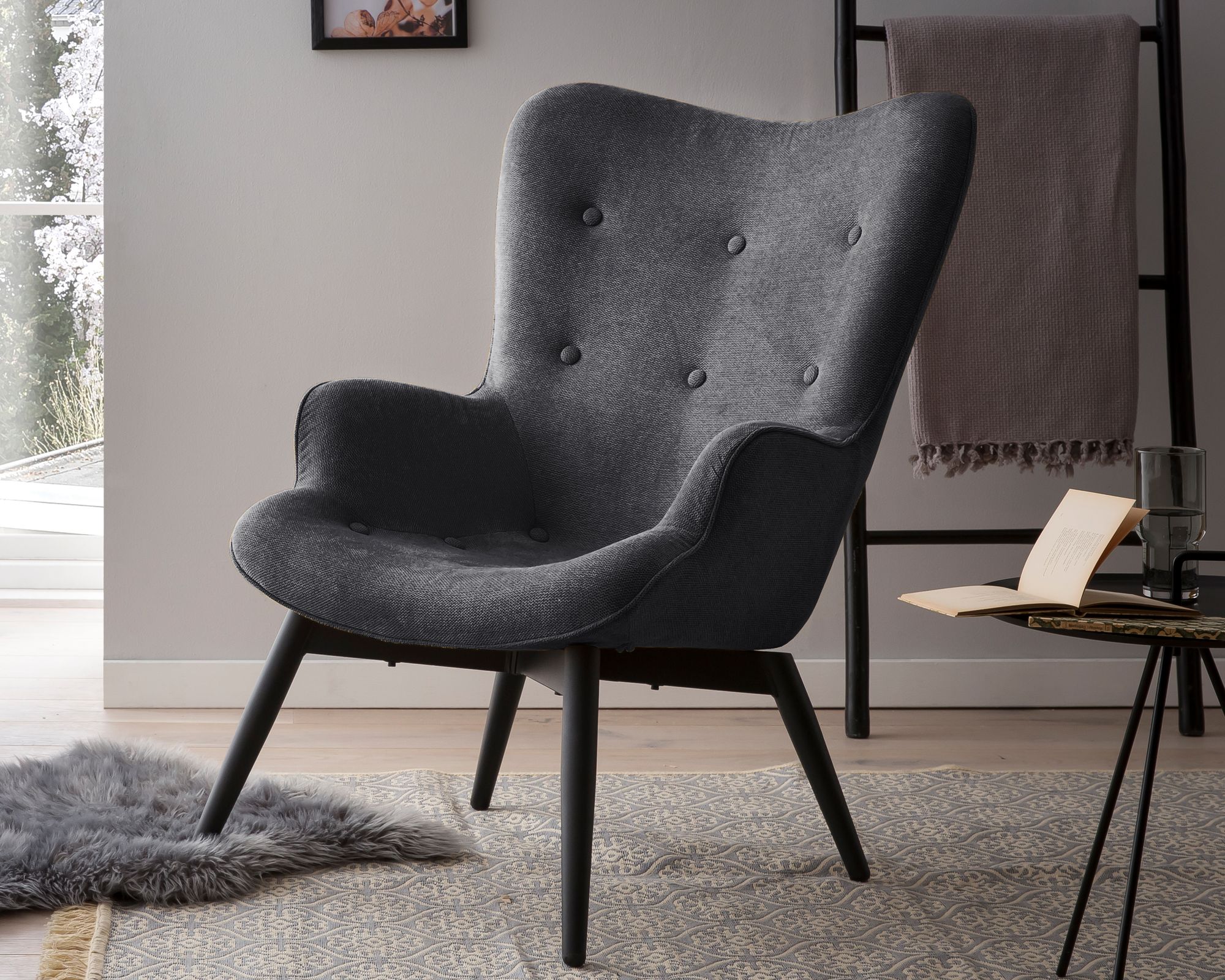 SalesFever »Anjo« Polstersessel dunkelgrau 80x92x99 cm