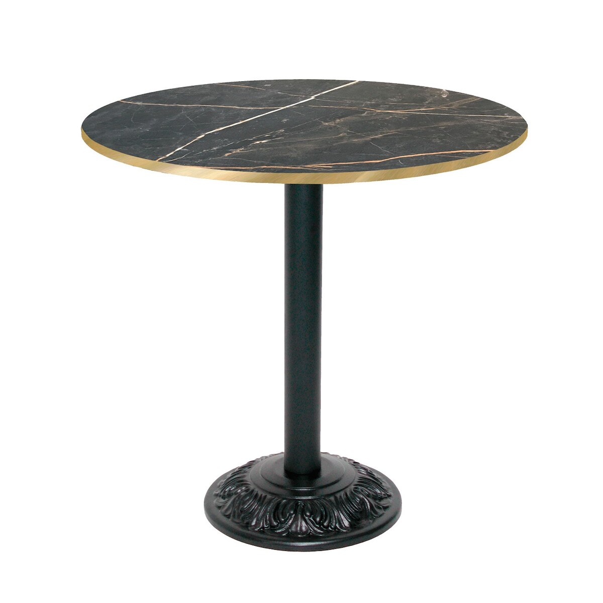 Restootab Tisch Bistrot-Stil Ø70cm - Modell Marmor Samas mit messingfarbenen Kanten Image