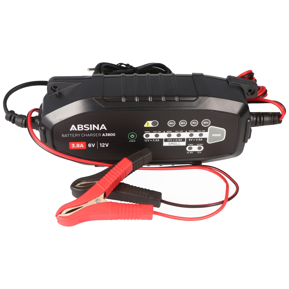 Tischladegerät für Blei-Akkus und LiFePO4-Akkus, A3800 8-Stufen Ladegerät, 6V-12,8V, 3,8 A mit Krokodilklemmen Image