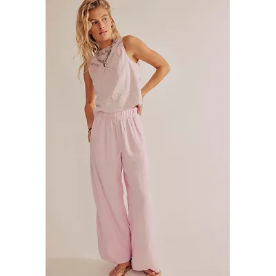 Day's End Linen Pull-On Trousers at Free People in A-Boo, Size: XS
