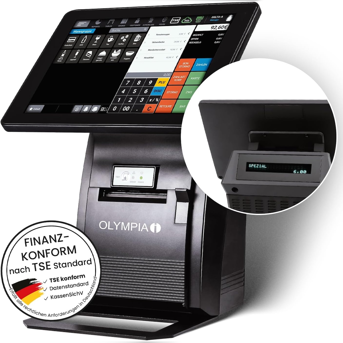 Olympia Registrierkasse Kassensystem Kasse für Gastro und Handel T210 Image