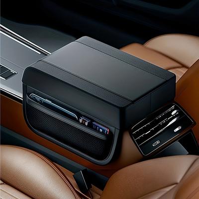 TEMU 1pc Universal Fit Leather Car Armrest Cushion Cover With Storage, Multi-functional Console Armrest Protector, Interior Accessories Image