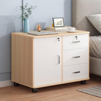 TEMU 3-drawer Mobile File Cabinet With Lockable Doors, Rolling Storage Organizer For , Printer Stand, Bedside Table With - Natural