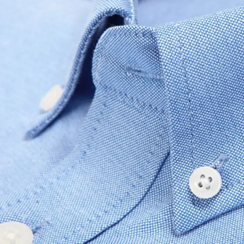 Camicia bianca casual da lavoro con utensili in tinta unita a maniche corte Oxford da uomo nuova, camicie casual a maniche lunghe di tendenza slim fit