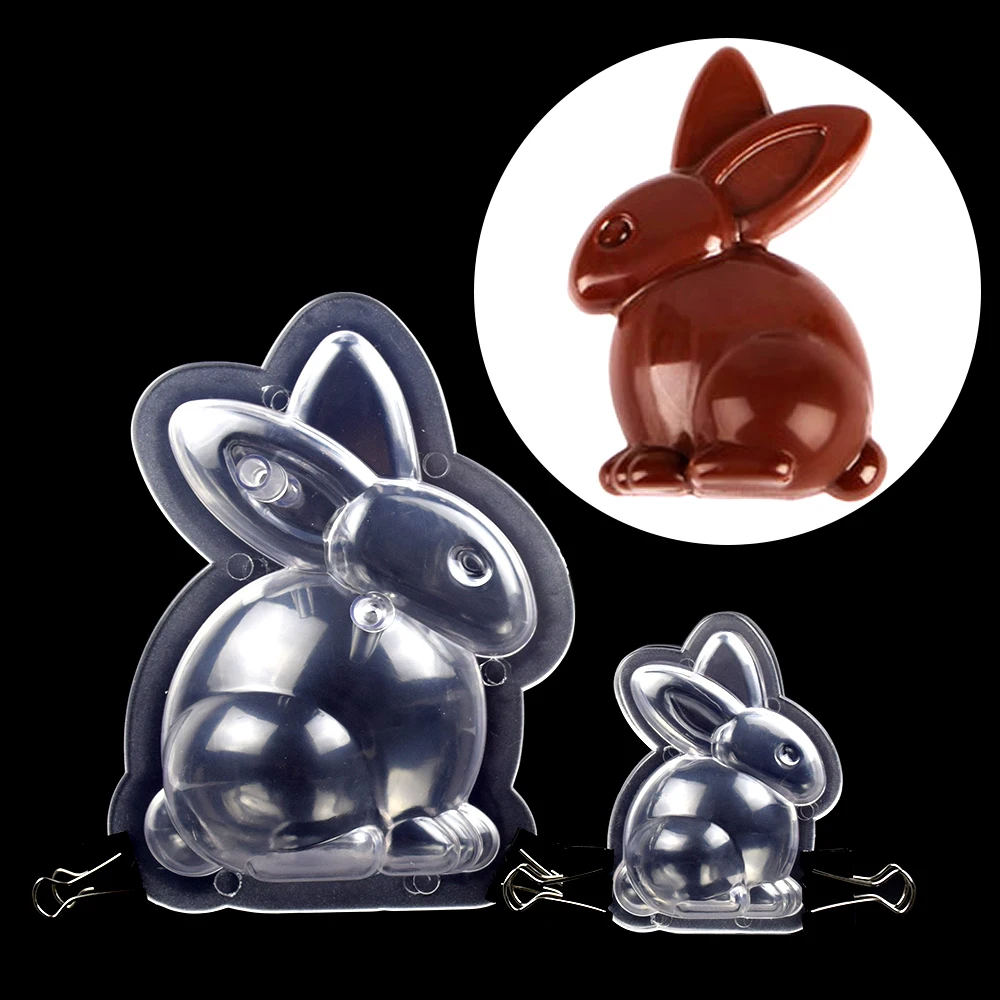 3D Kaninchen Schokoladenform Osterhase Form 2 Teile/satz Polycarbonat Schokolade Bonbons Süßigkeiten Süßwaren Backen Gebäck Werkzeuge Image