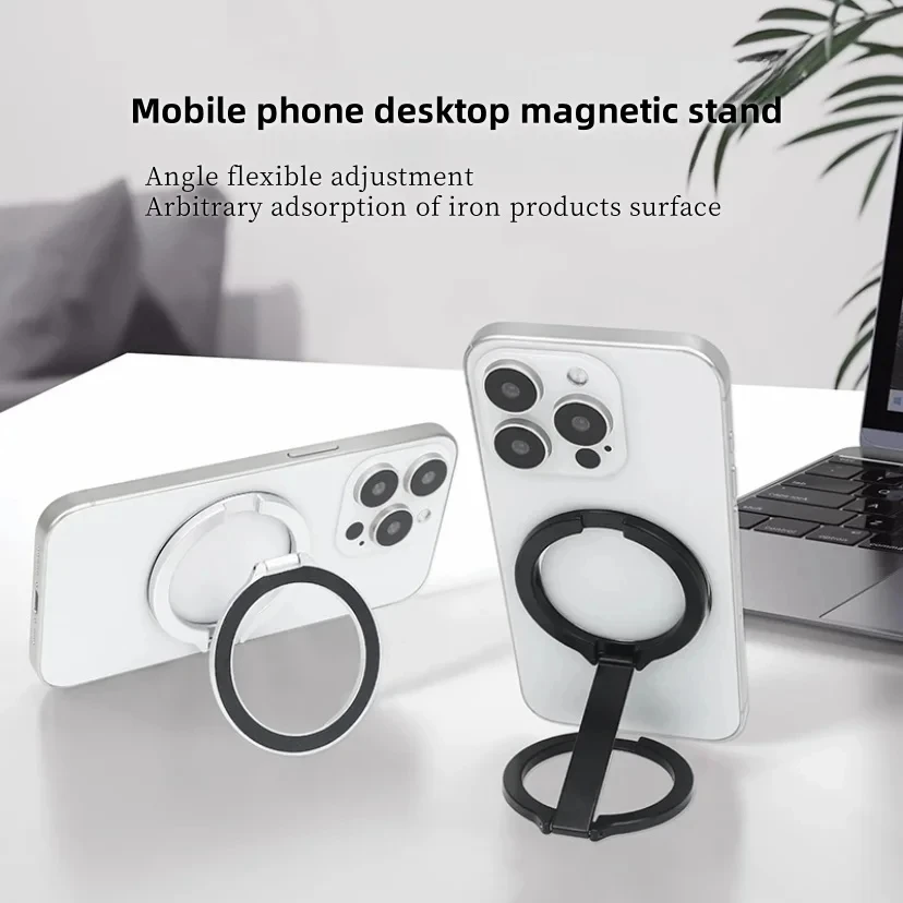 Doppelseitiger magnetischer Telefonständer, höhenverstellbar, um 360 Grad drehbar, Desktop-Telefonständer, Fitnessstudio, Eisenoberfläche, magnetischer Ständer Image