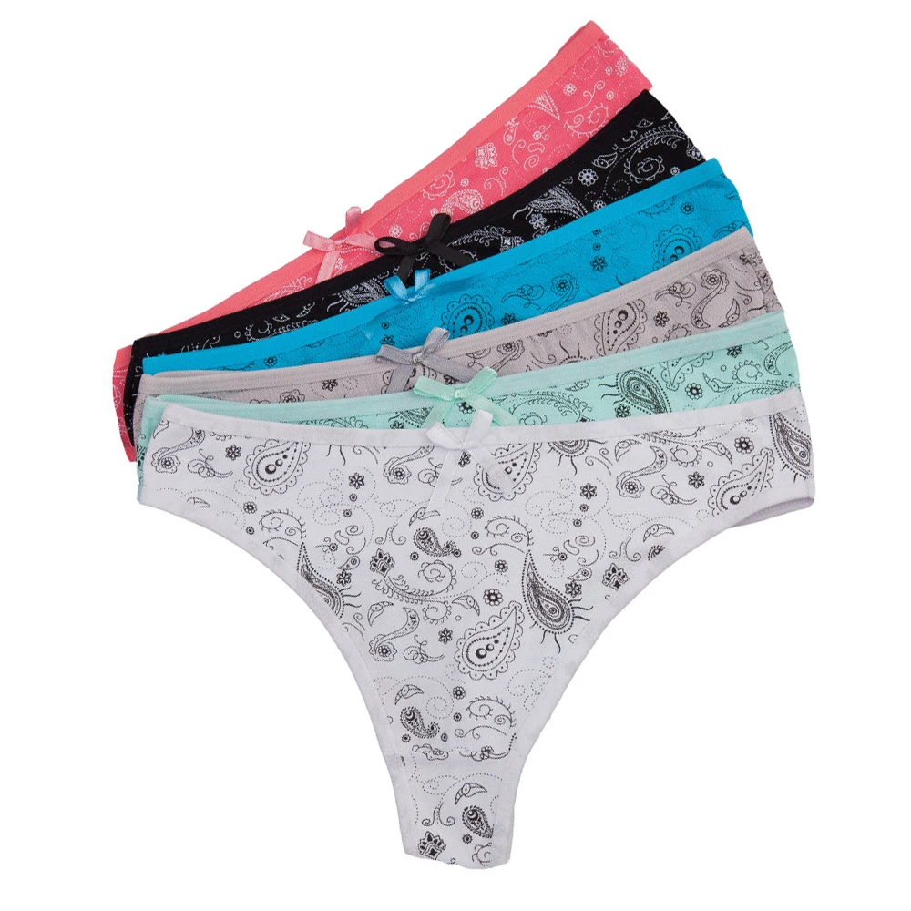 Frauen sexy G-Strings Tangas Unterwäsche Baumwolle Höschen süße Blume Blumen druck Damen Dessous für Frauen 5 teile/los Image