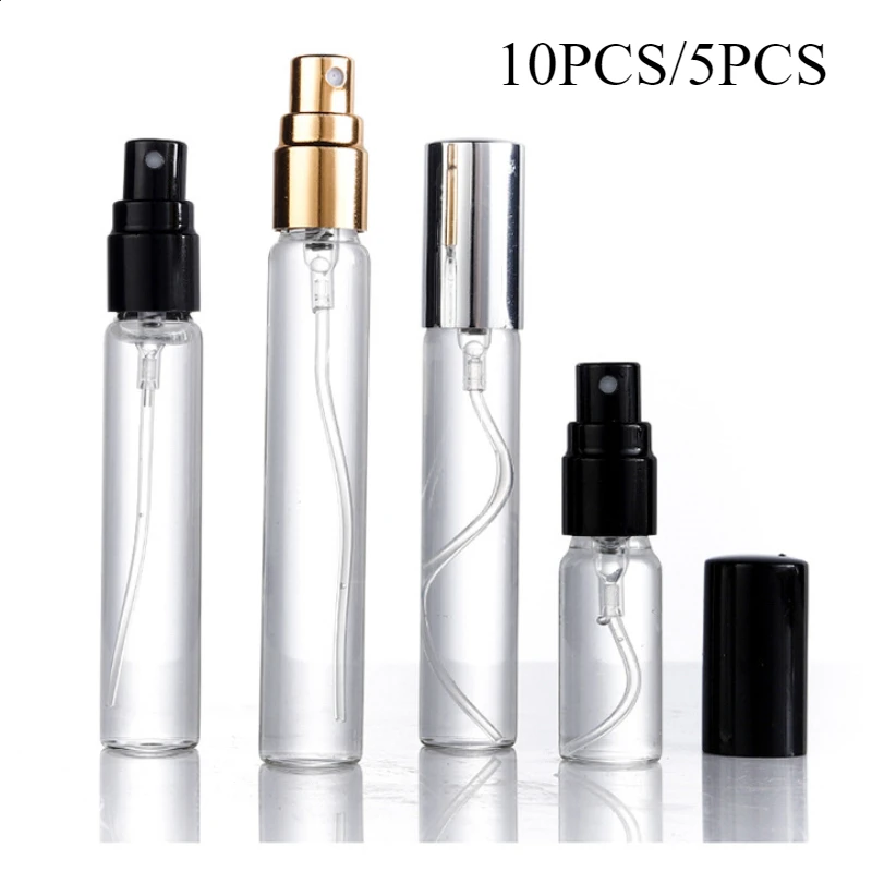 10-5PCS 5ML/10ML/15ML Nachfüllbare Tragbare Glas Parfüm Flasche Leere Kosmetik Flasche probe Reagenzglas Reise Kosmetische Werkzeug Set Image