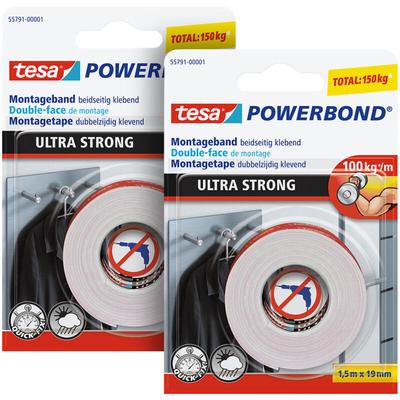 2x Powerbond ultra strong - Doppelseitiges, extra starkes Montageband zur permanenten Befestigung Image