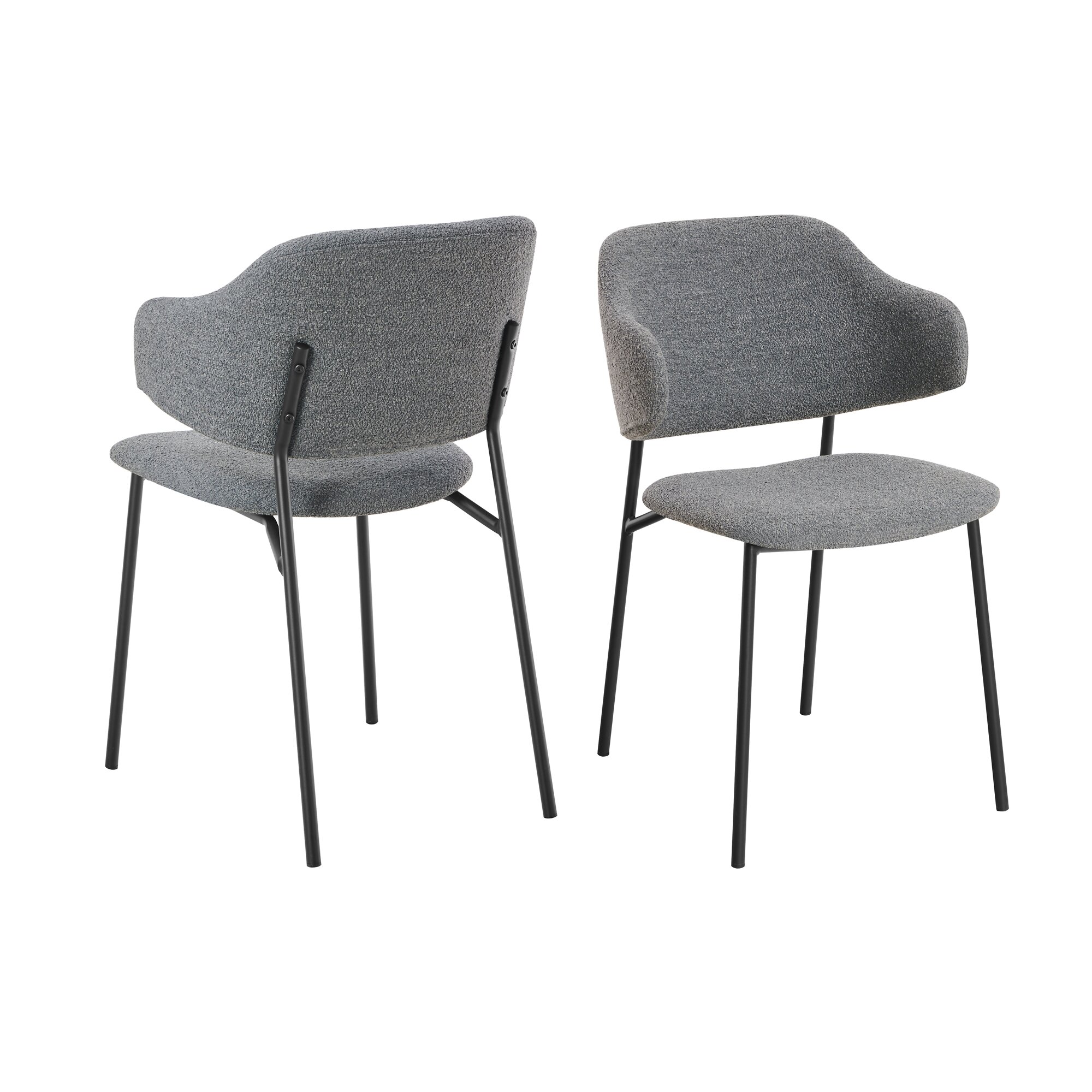 SalesFever »Glenn« Armlehnstuhl 2er-Set dunkelgrau in Bouclé-Optik