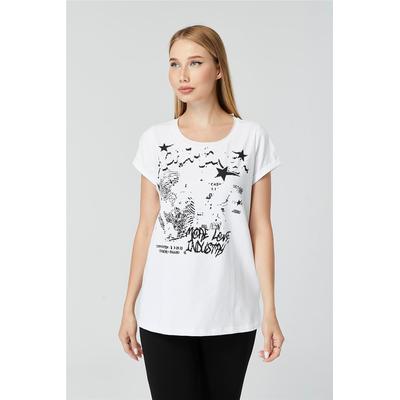 Gekrümmter Halsausschnitt Sternen T-Shirt Image