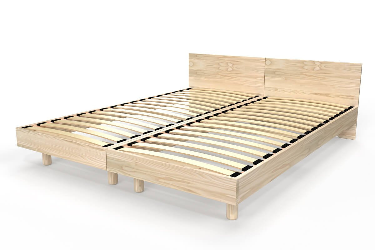 Lits jumeaux bois massif avec têtes Twin - 90x200 - Vernis Naturel